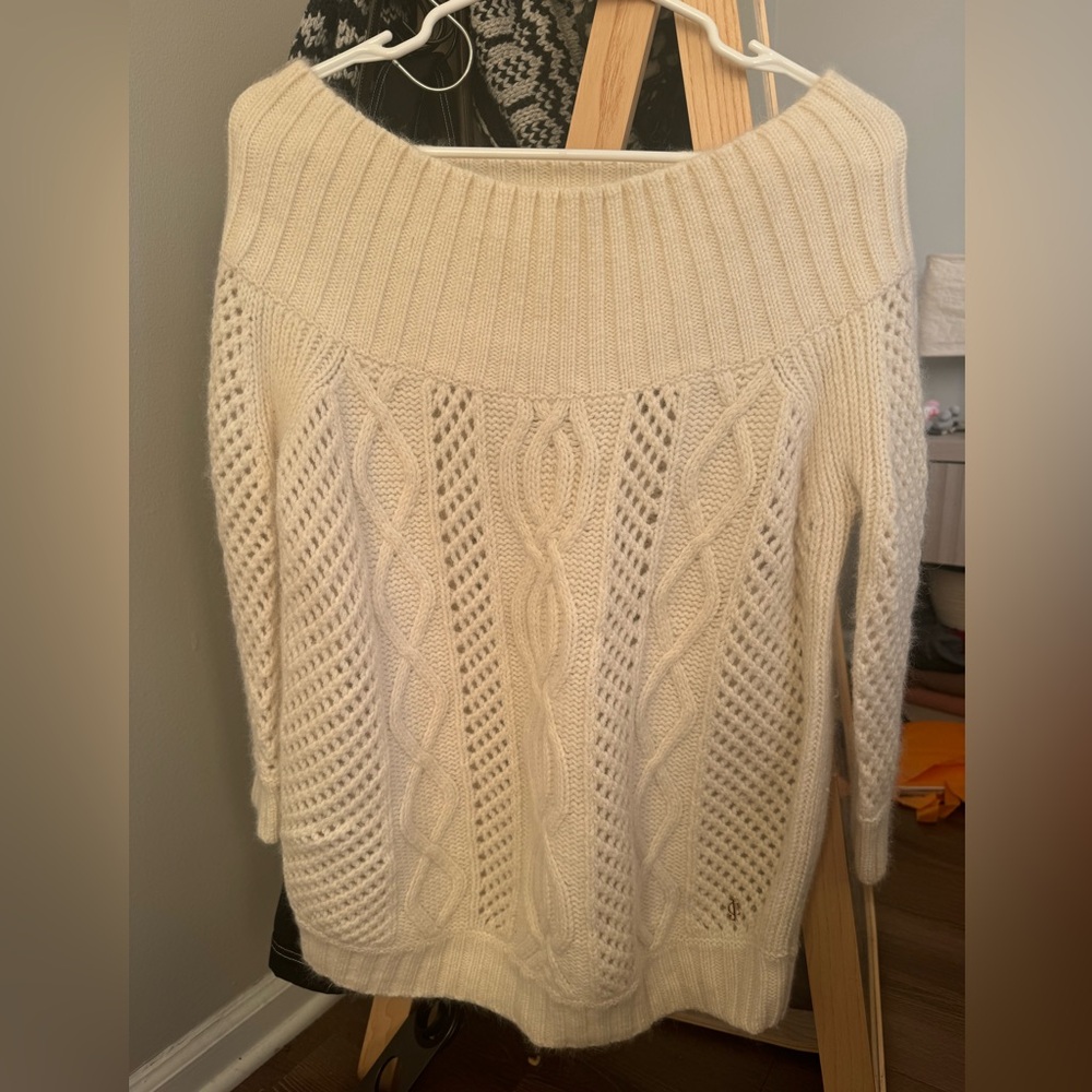 Juicy couture off the shoulder white sweater, chunky & soft
